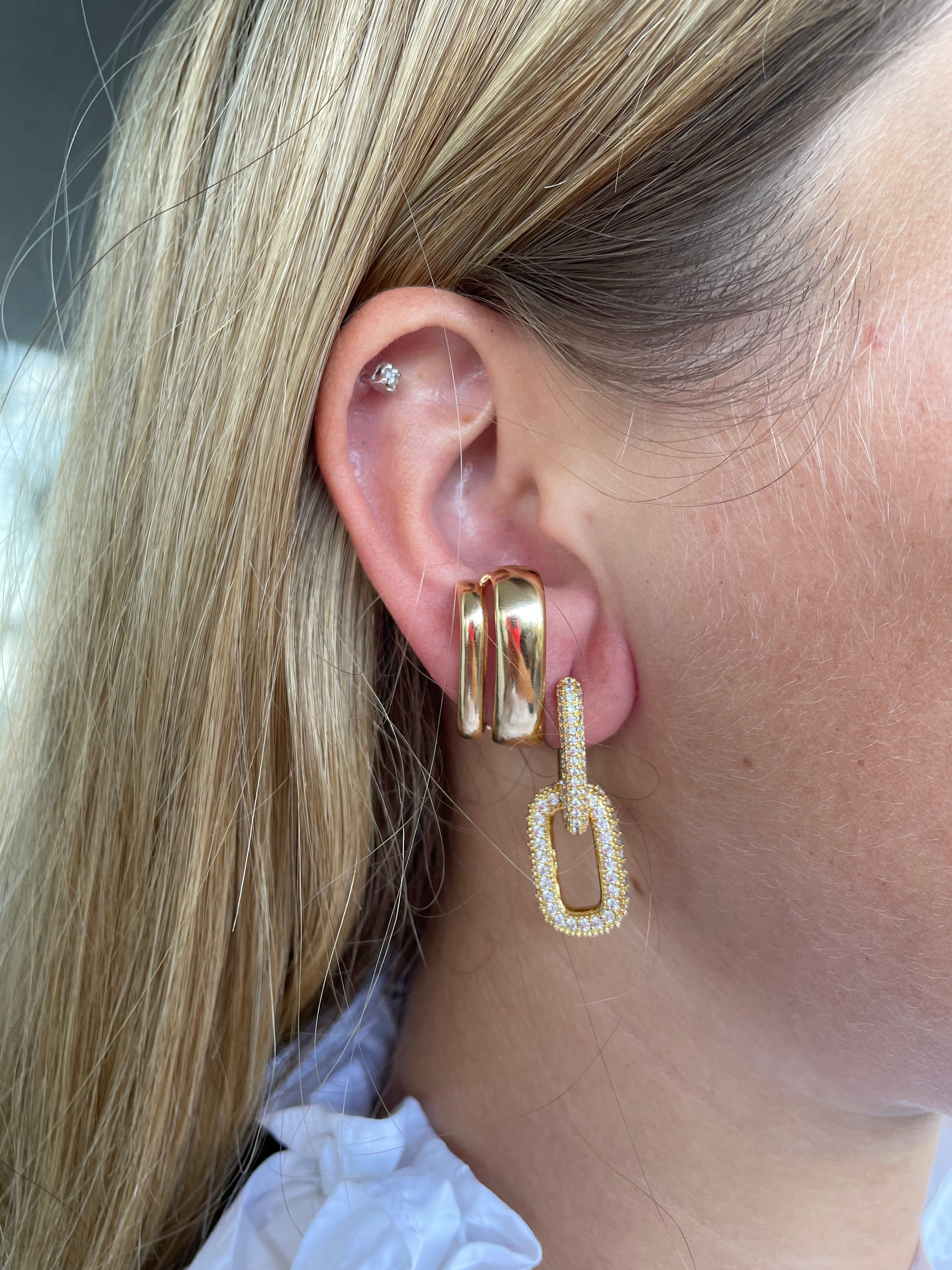 Chunky Paperclip Pave Earring