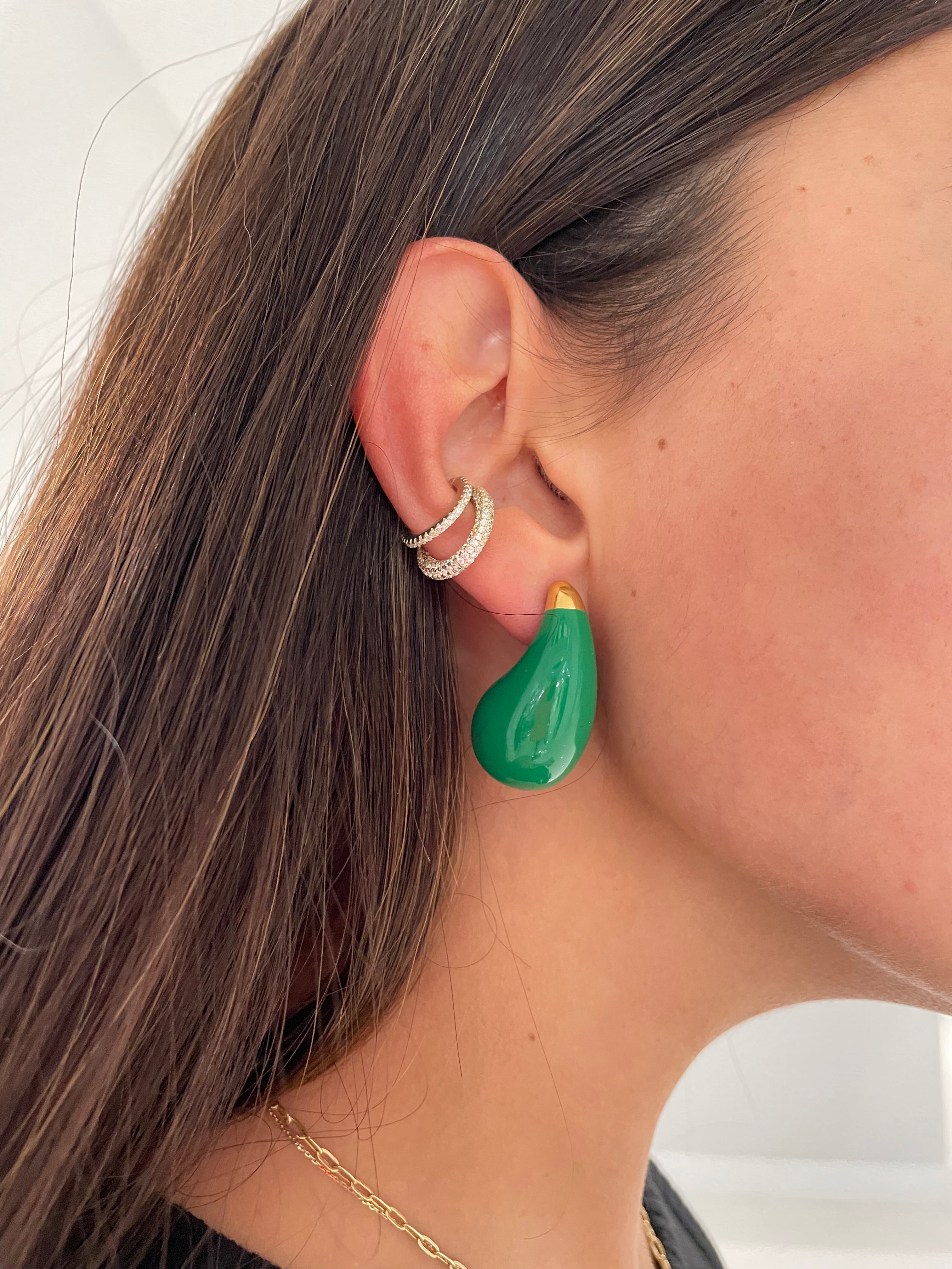 Enamel and Gold Claw Earring