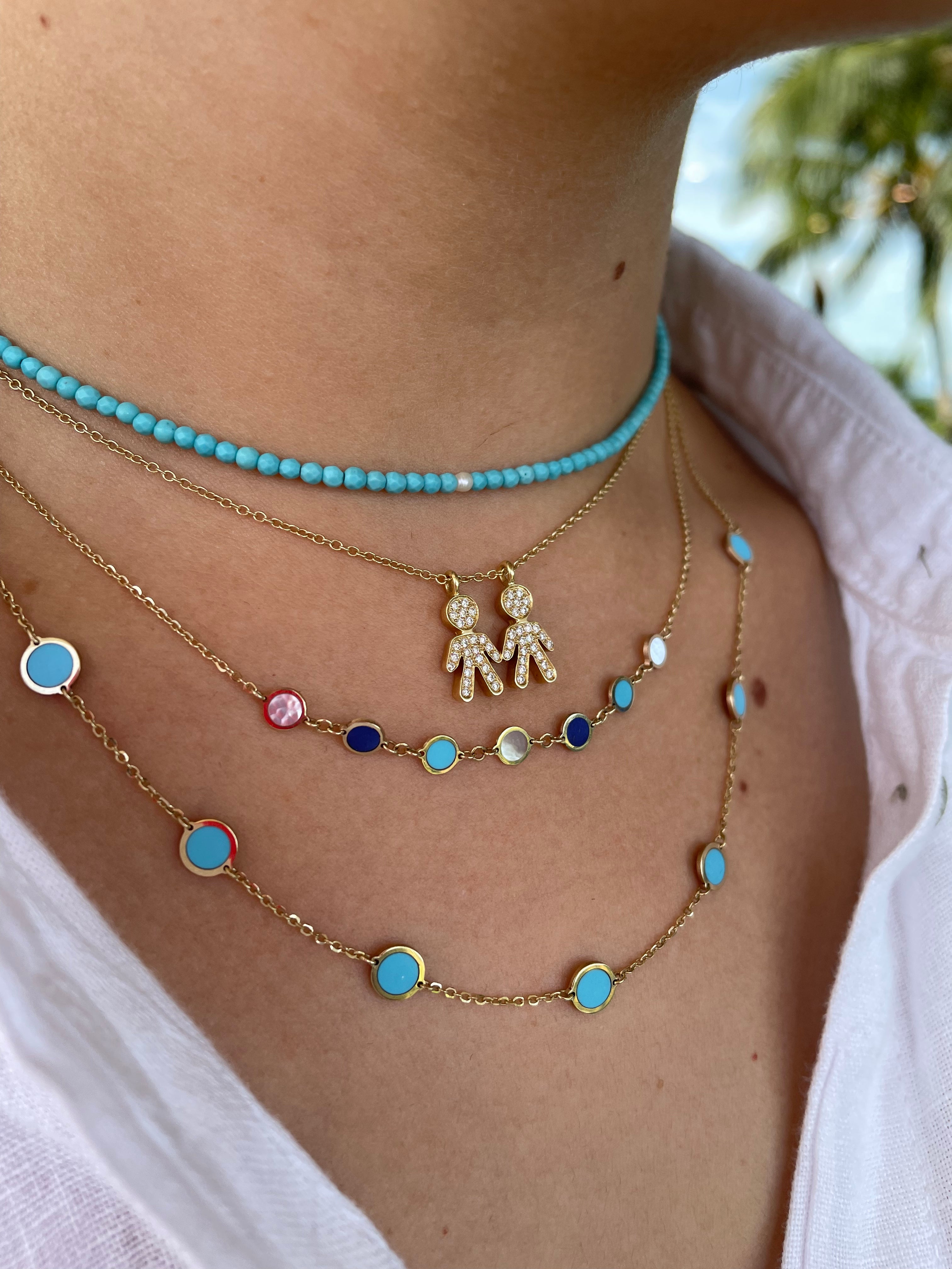 Gold Lap and Turquoise Half Disk Choker