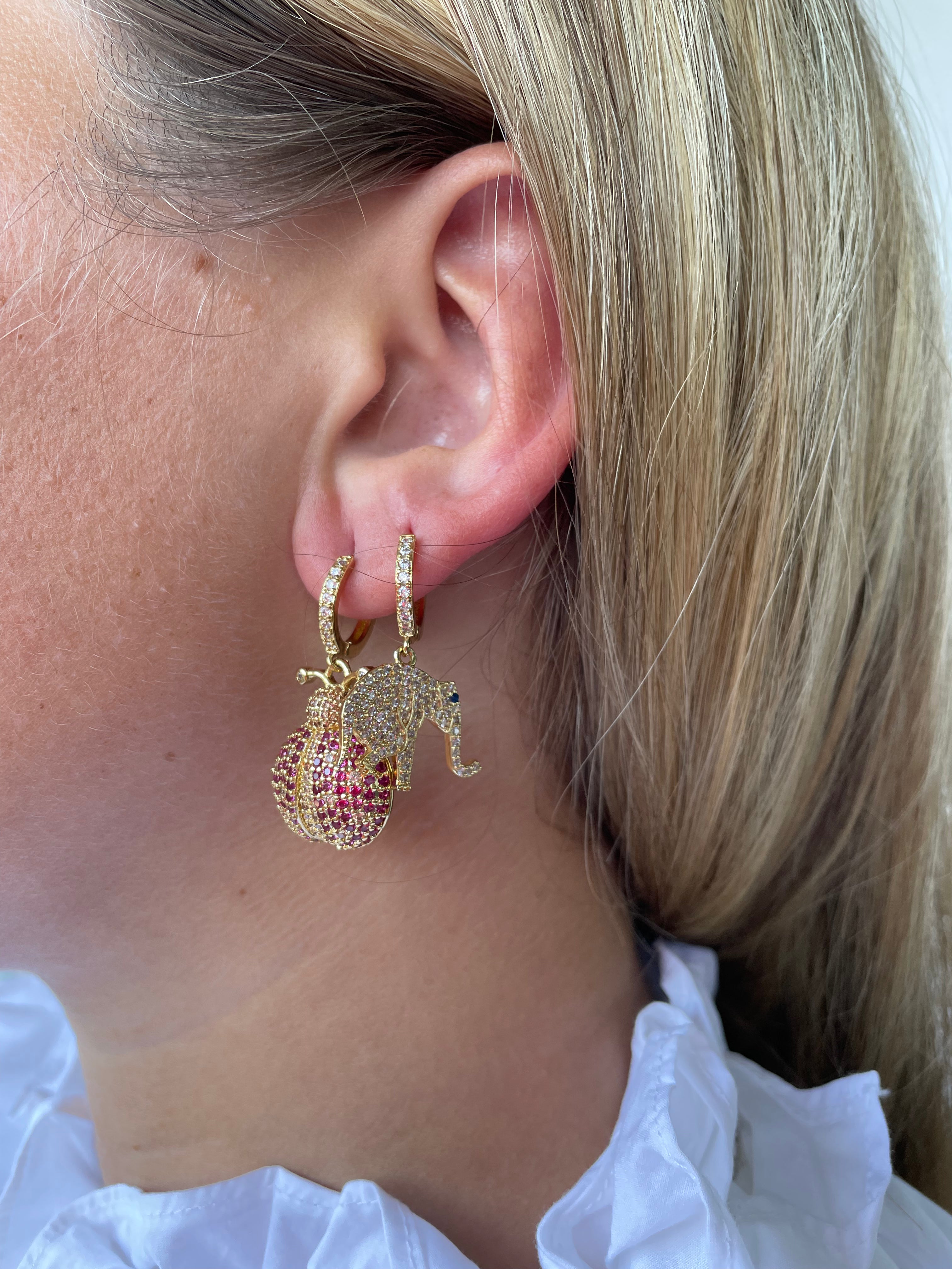 Pave Elephant Single Earring