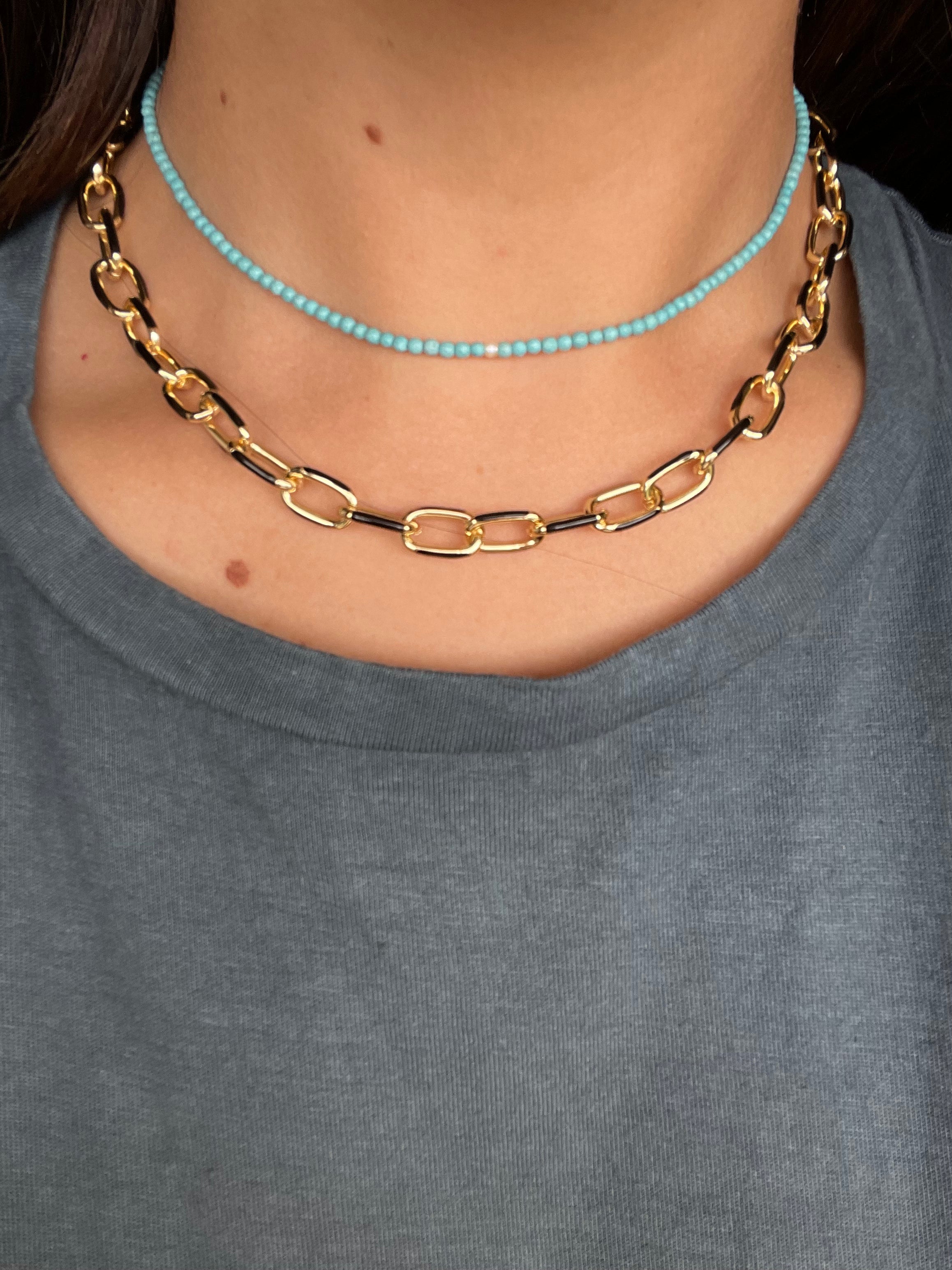 Enamel Colored Link Chain Necklace