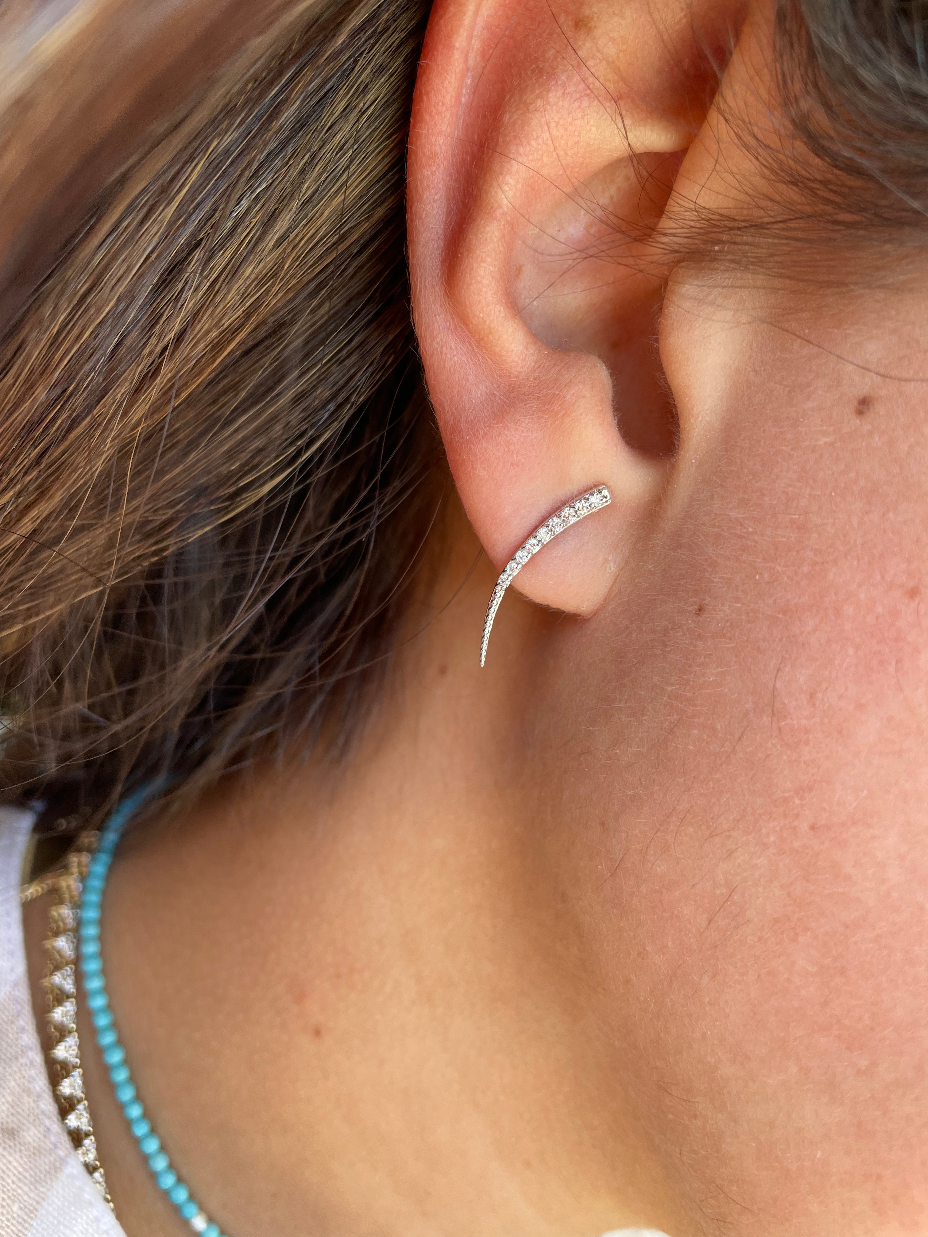 White Gold Horn stud Earrings