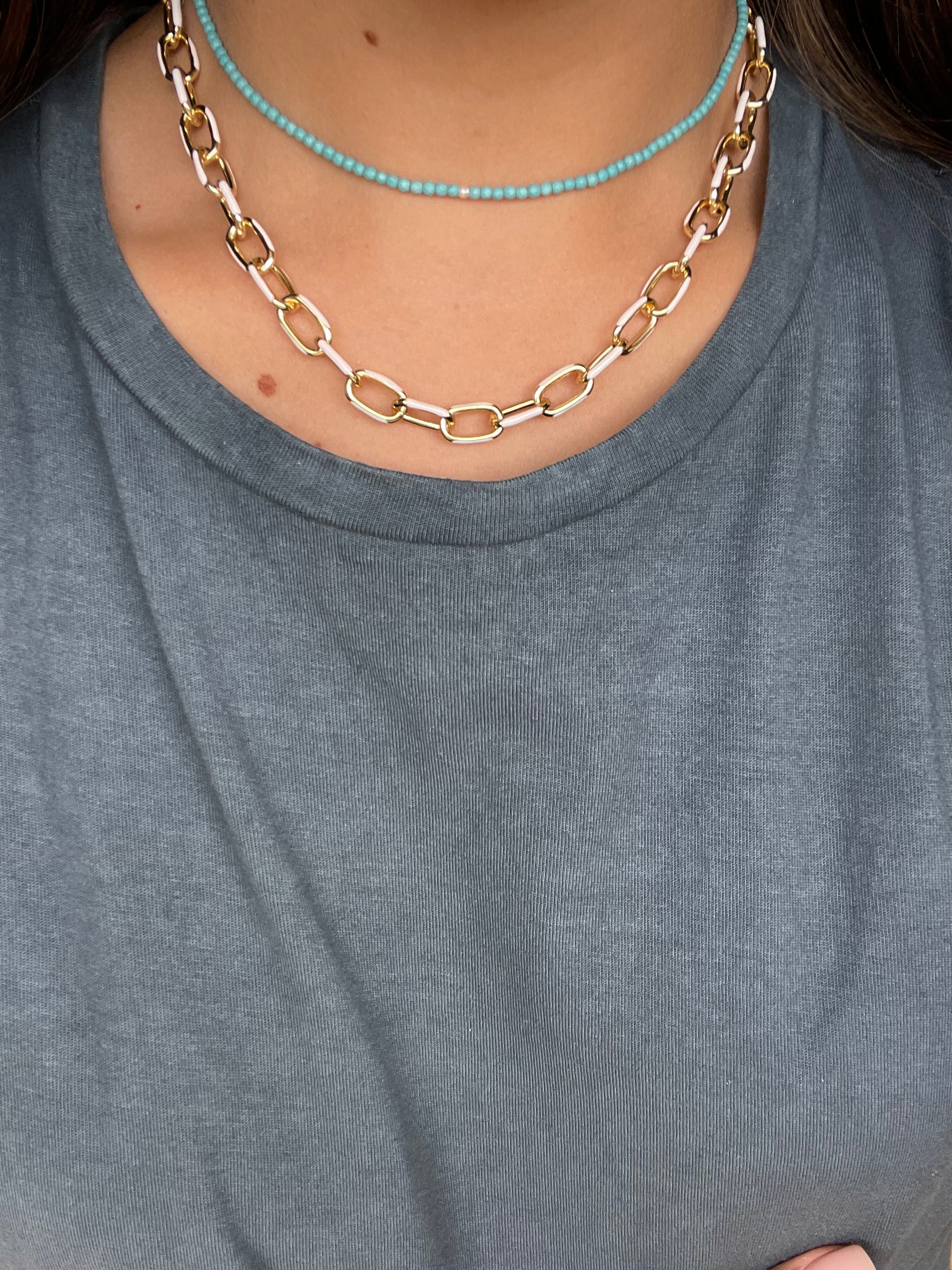 Enamel Colored Link Chain Necklace