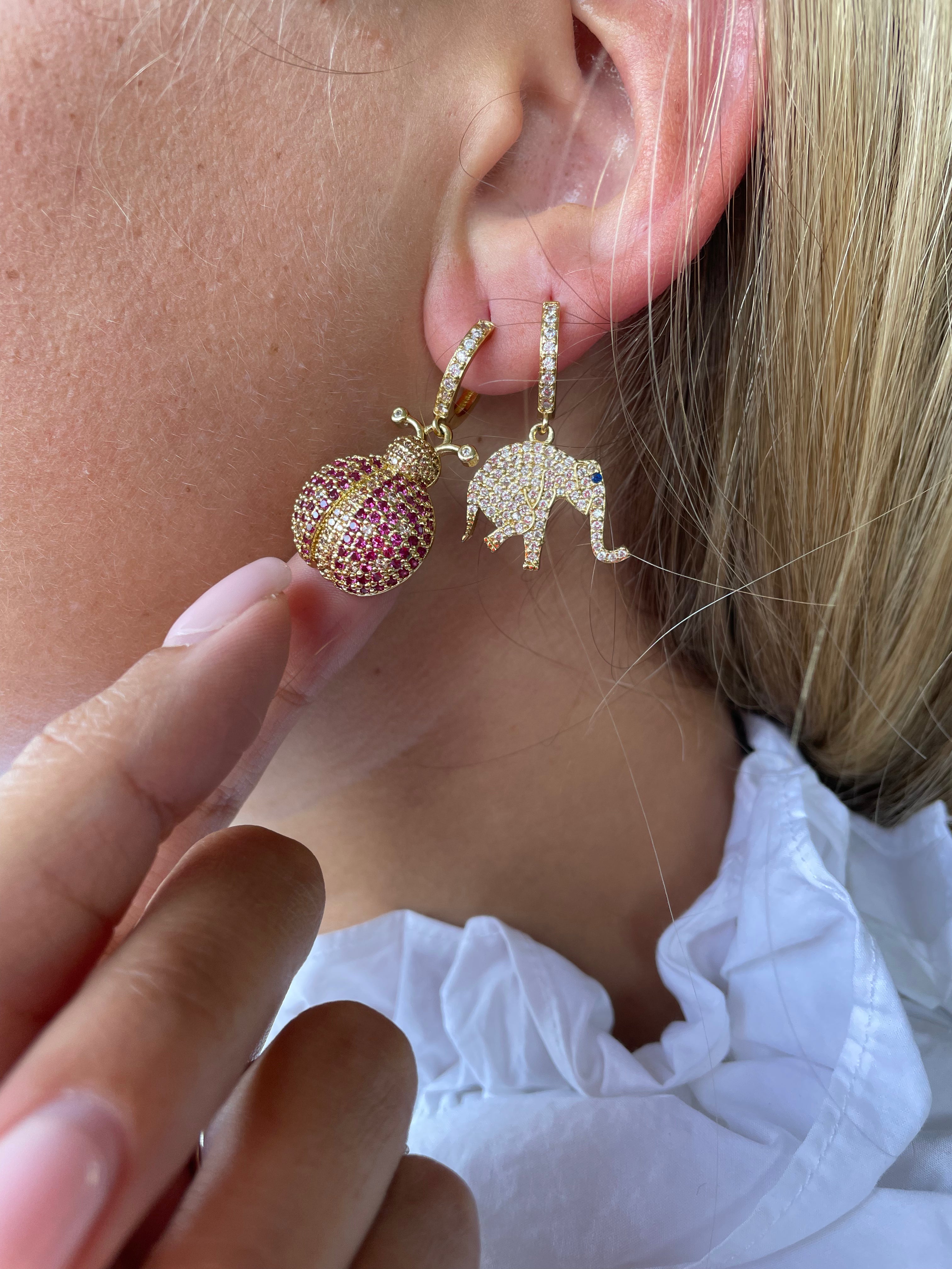 Pave Elephant Single Earring