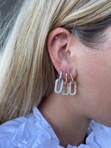 Paper clip Half Pave Earing